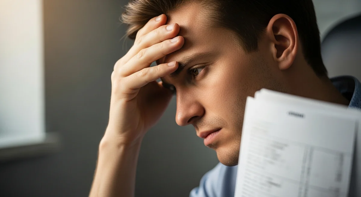 Mężczyzna trzymający wyniki badań medycznych w gabinecie lekarskim - psychosomatyka