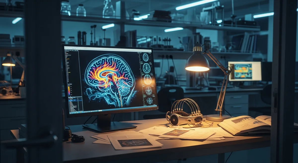 Laboratorium badające mózg z urządzeniami EEG podczas badania zjawiska déjà vu