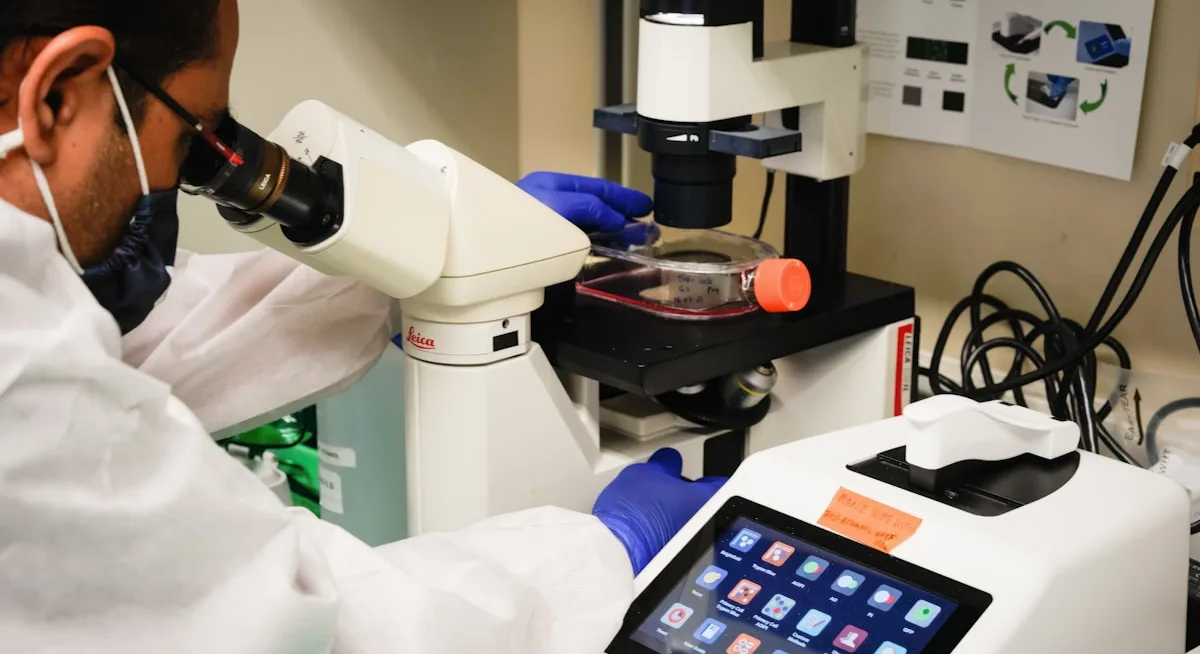 Naukowiec przy mikroskopie w laboratorium badawczym - badania nad neurobiologią depresji