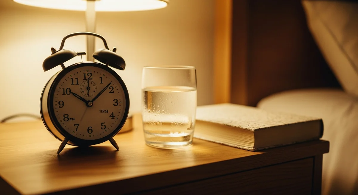 Budzik na nocnym stoliku pokazujący godzinę przed snem