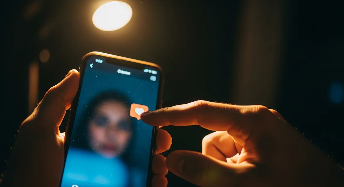 Dłonie trzymające smartfon z aplikacją społecznościową, selfie i narcyzm cyfrowy